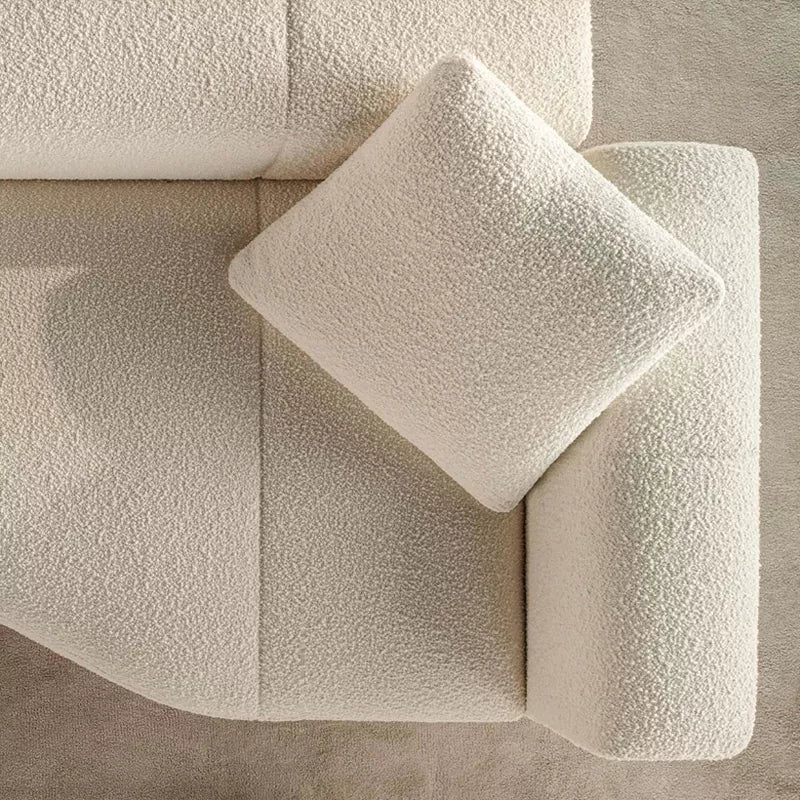 Minimalist Cream Boucle Beige Modern Curved Sofa for Home Luxury