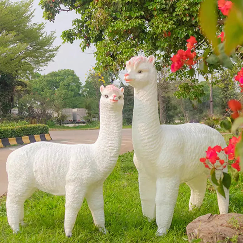 High Quality Outdoor LED Decorations Fiber Glass 3d Alpaca Luminous Motif Light