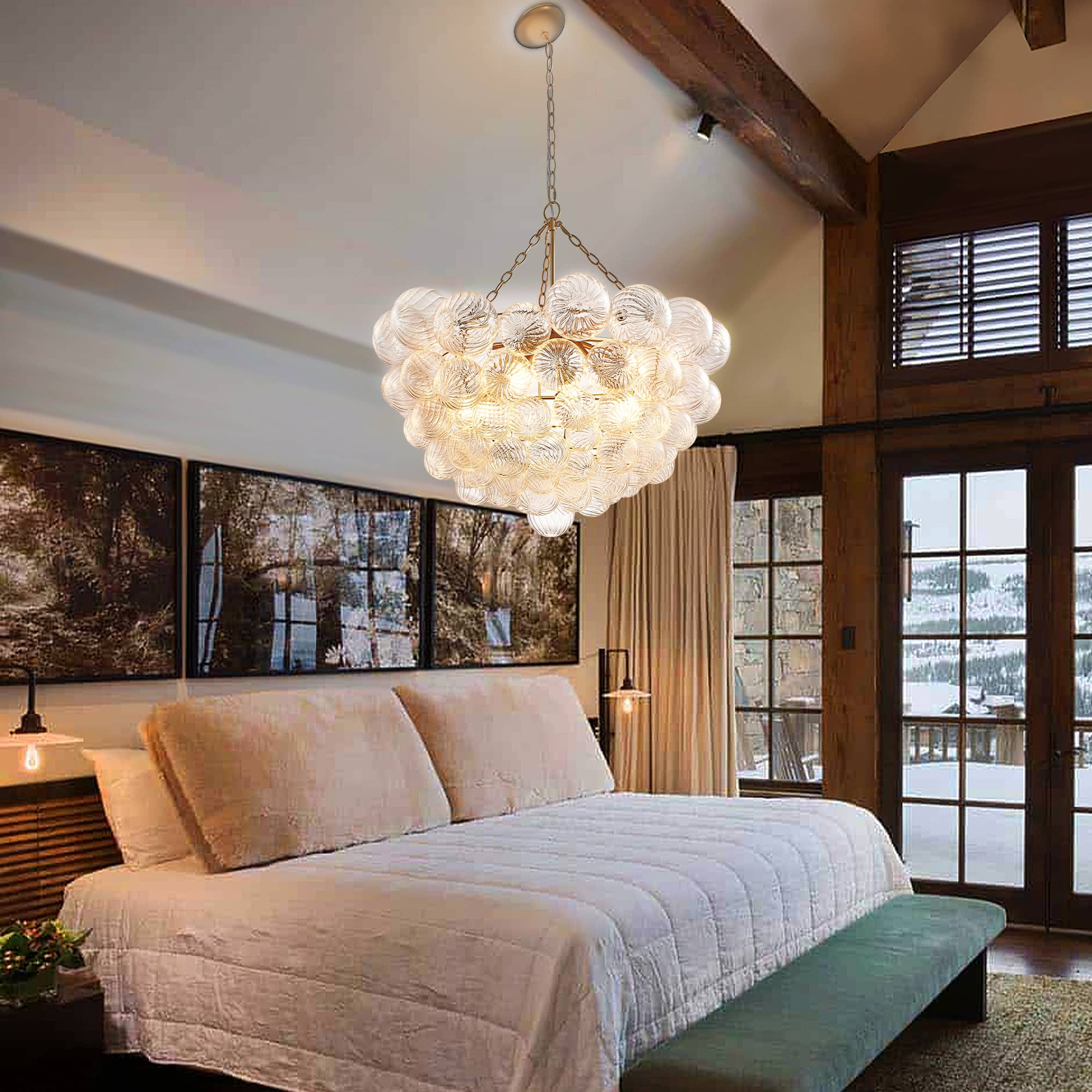 Modern Glass Bubble Chandelier Tower Lilia Style D32" X H24"-T3