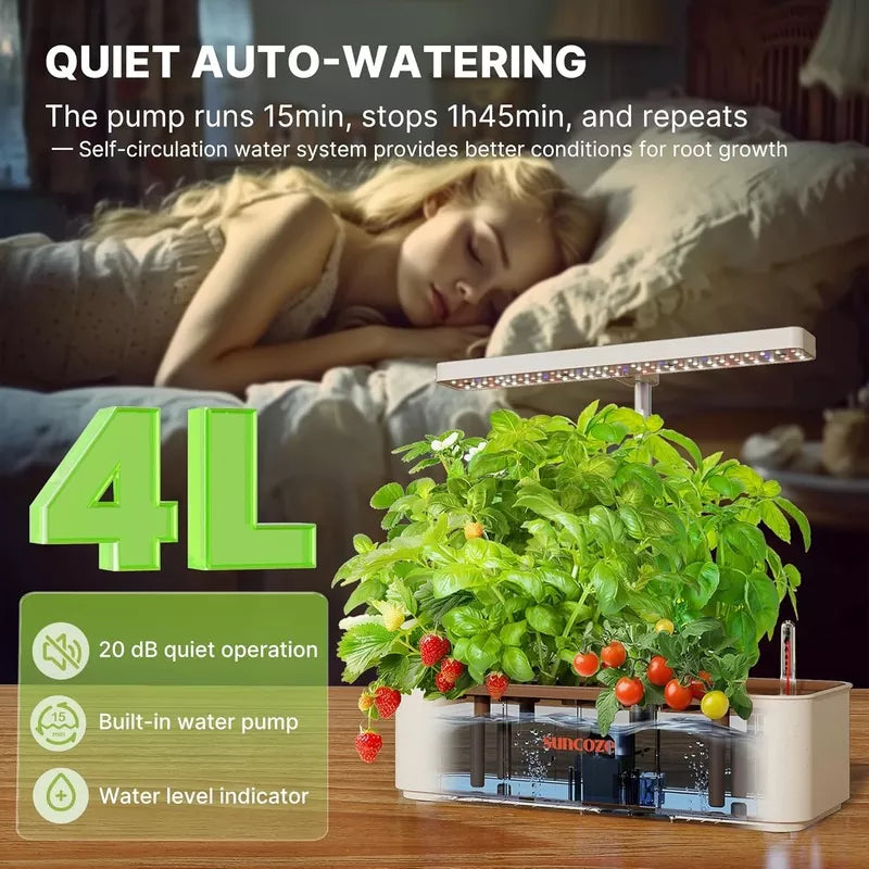 Hydroponics Growing System Kit 12 Pods 24W LED Grow Light Indoor Garden
