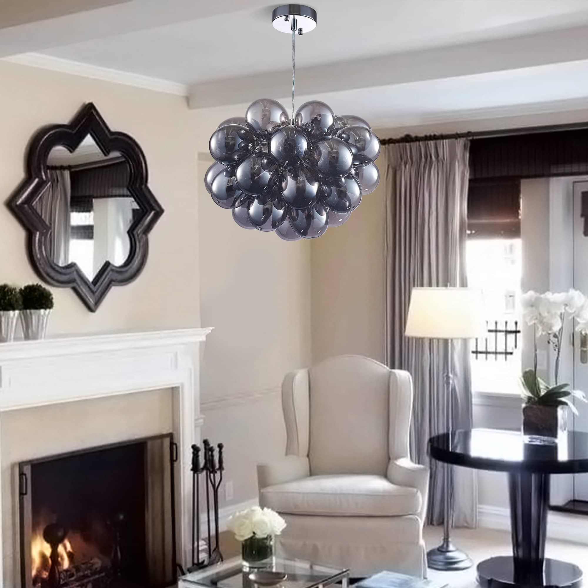 Bubbles Chandelier Electroplating Grey/Black Blown Glass Balls-T9