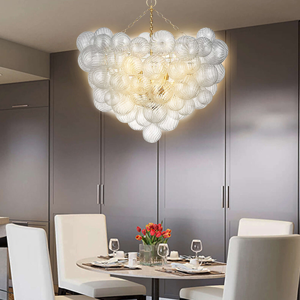 Talia Style Bubbles Chandelier Clear Ball Swirled Texture D36" X H38"-T4