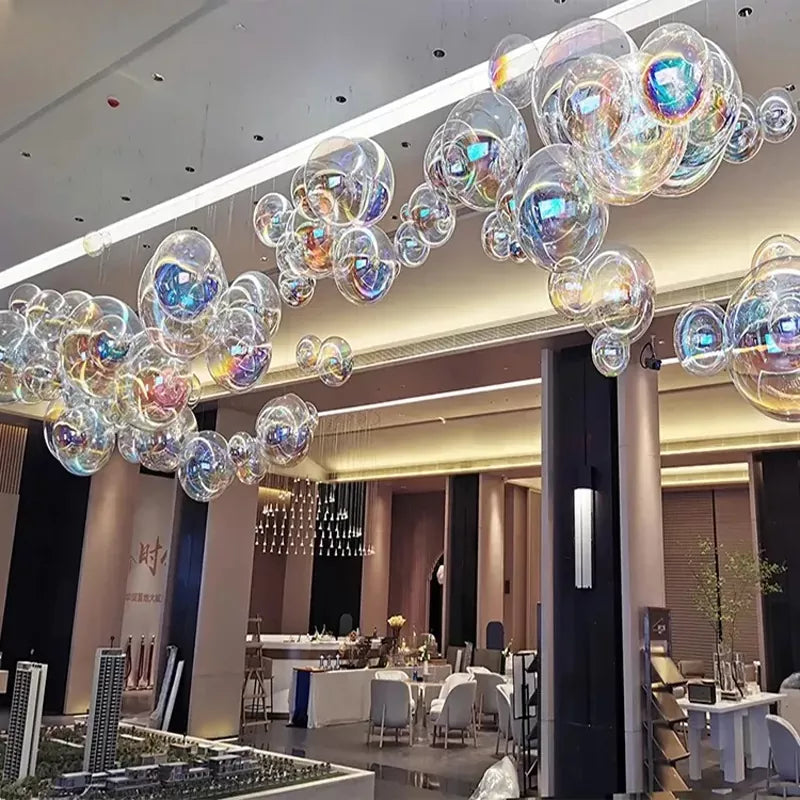 Modern Art Large Colorful Acrylic Bubbles Chandelier Hotel Lobby Wedding Hall