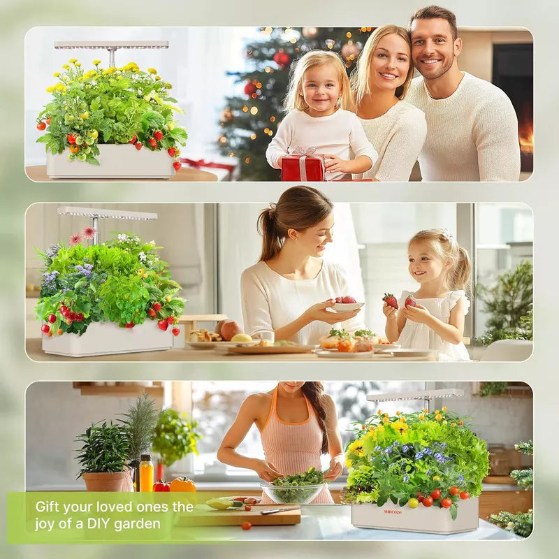 Hydroponics Growing System Kit 12 Pods 24W LED Grow Light Indoor Garden