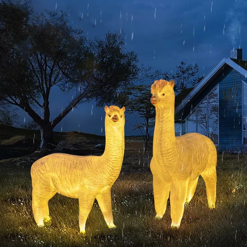 High Quality Outdoor LED Decorations Fiber Glass 3d Alpaca Luminous Motif Light