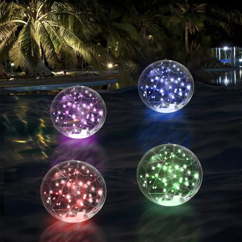 14 Inch LED Solar Floating Pool Lights Waterproof 3000K-D1