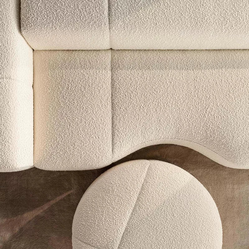 Minimalist Cream Boucle Beige Modern Curved Sofa for Home Luxury