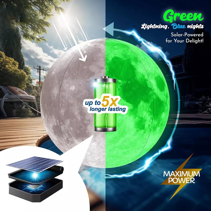 16" Full Moon Inflatable Solar Pool Lights That Float