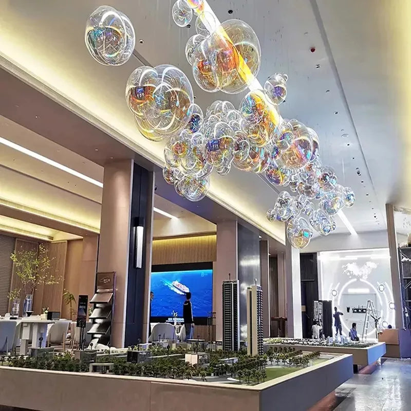 Modern Art Large Colorful Acrylic Bubbles Chandelier Hotel Lobby Wedding Hall