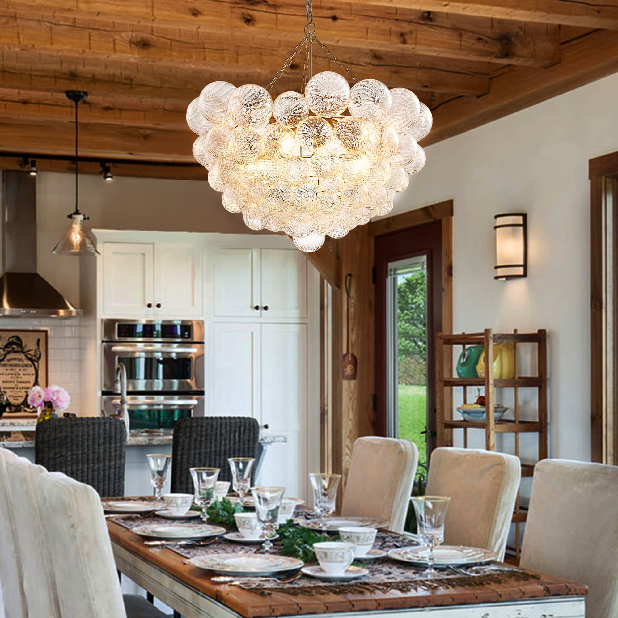 Modern Glass Bubble Chandelier Tower Lilia Style D32" X H24"-T3