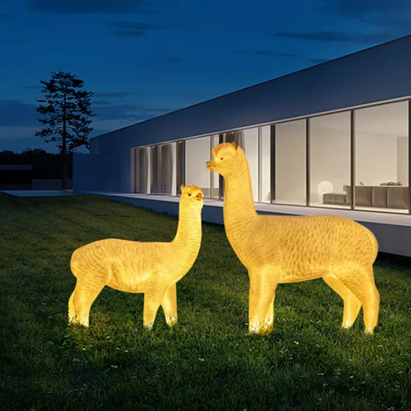 High Quality Outdoor LED Decorations Fiber Glass 3d Alpaca Luminous Motif Light