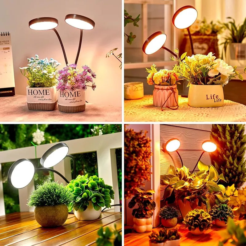 Full Spectrum 2-Head LED Grow Light with Gooseneck Clip 2 Colors 2 Packs