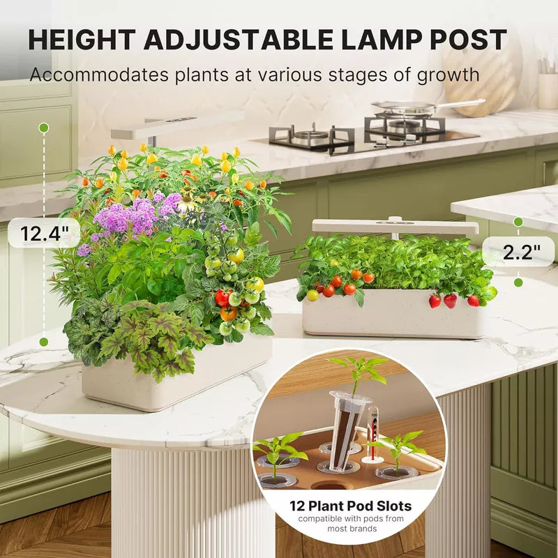 Hydroponics Growing System Kit 12 Pods 24W LED Grow Light Indoor Garden