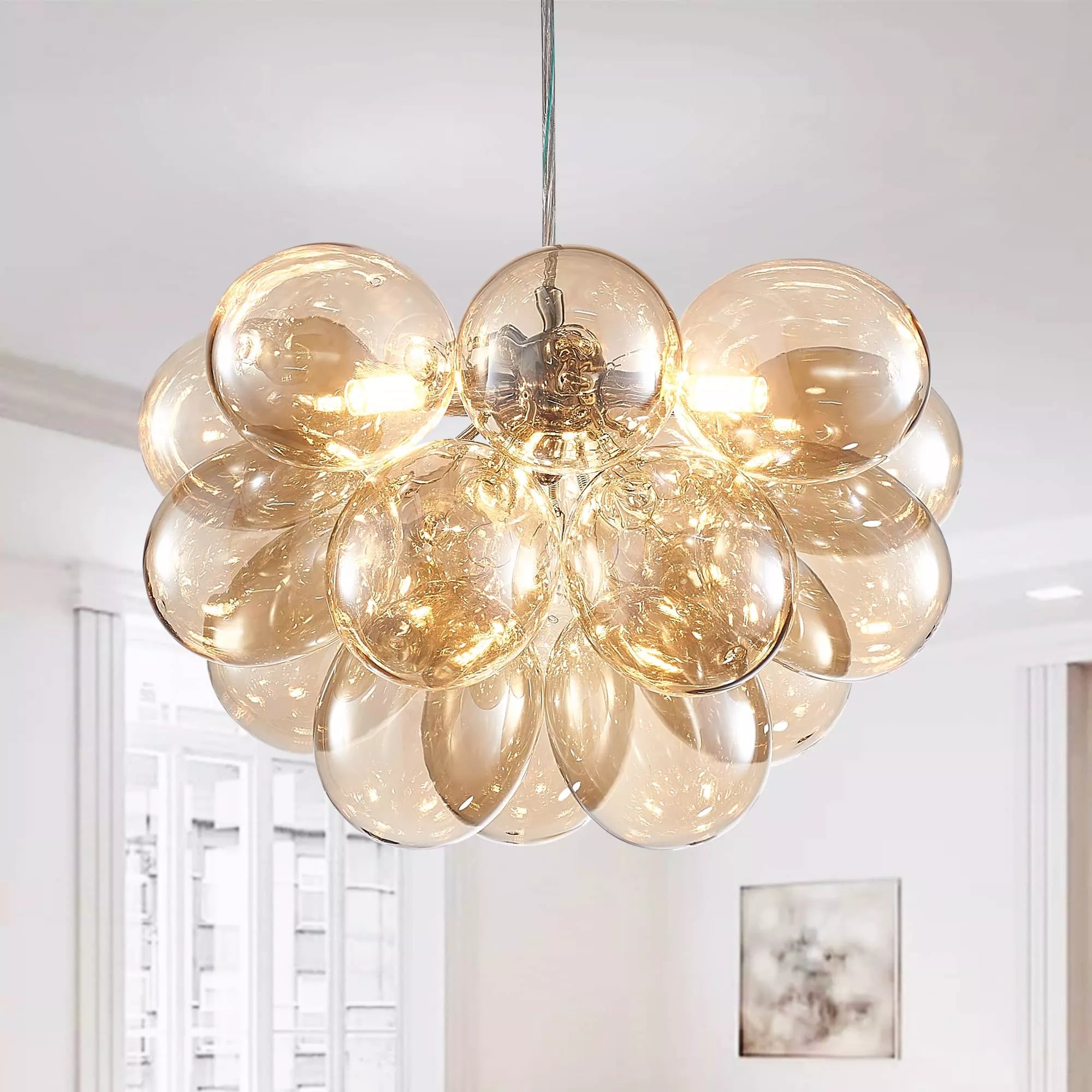 Bubbles Chandelier Dark Beige Blown Glass Balloon Light Brown-T8