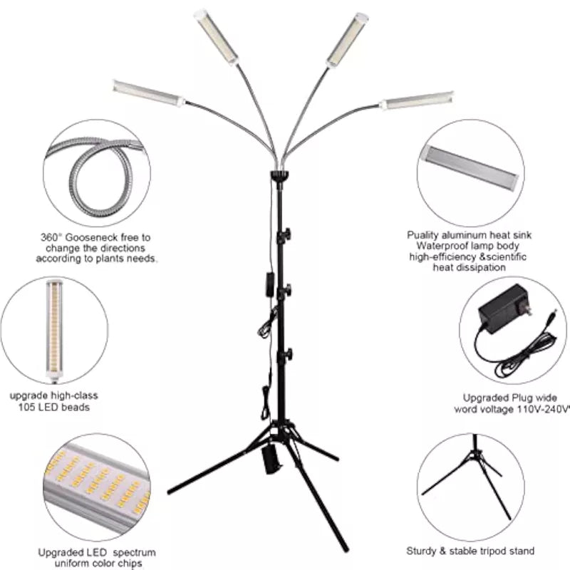 420 LEDs Full Spectrum Plant Lights for Indoor Growing with 15-63 inches Adjustable
