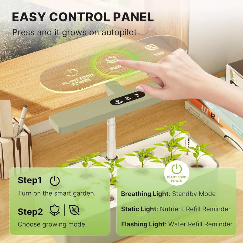 Hydroponics Growing System Kit 12 Pods 24W LED Grow Light Indoor Garden