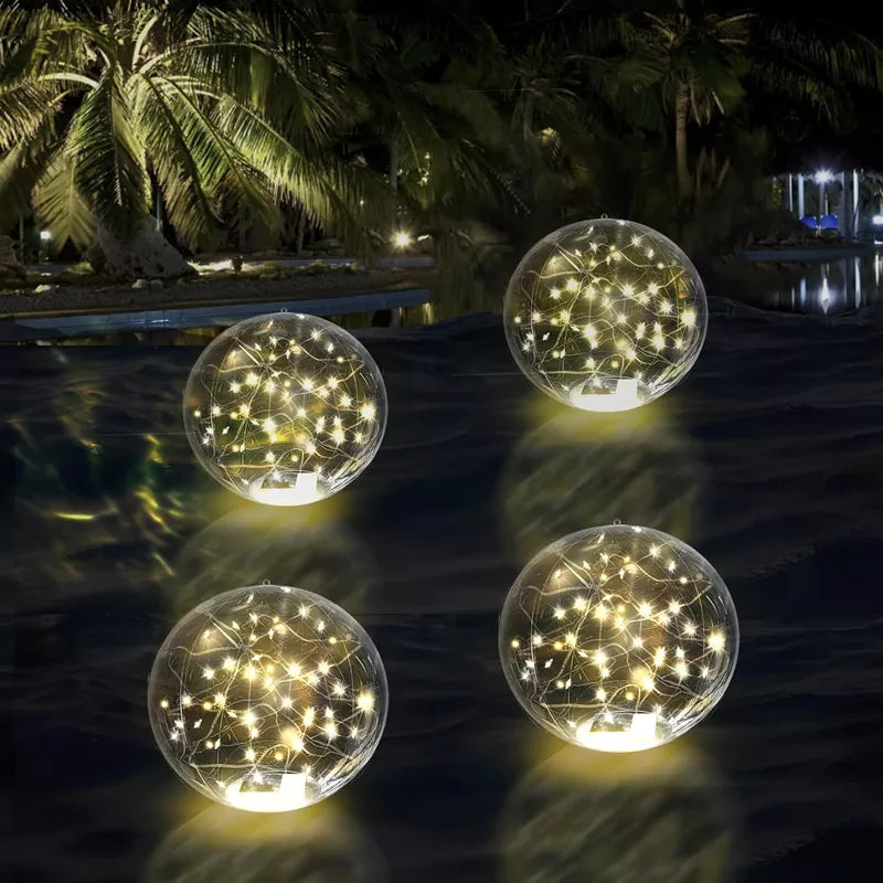14 Inch LED Solar Floating Pool Lights Waterproof 3000K-D1