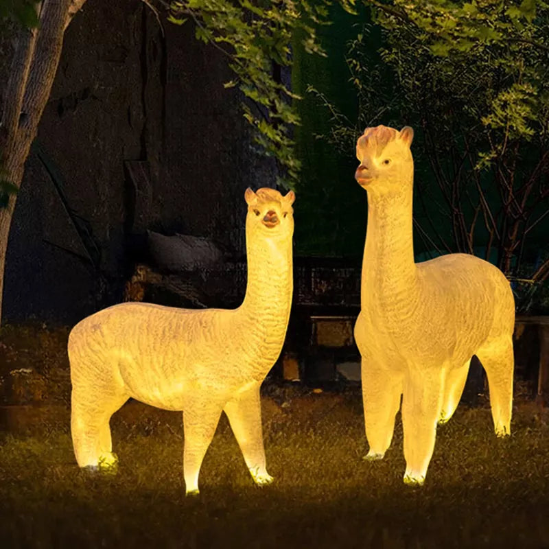 High Quality Outdoor LED Decorations Fiber Glass 3d Alpaca Luminous Motif Light