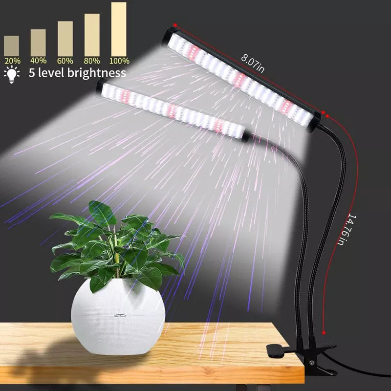 6000K Full Spectrum Clip Plant Growing Lamp with White Red LEDs for Indoor Plants