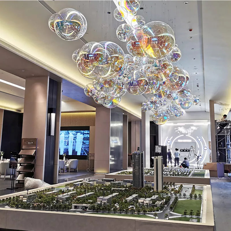 Modern Art Large Colorful Acrylic Bubbles Chandelier Hotel Lobby Wedding Hall