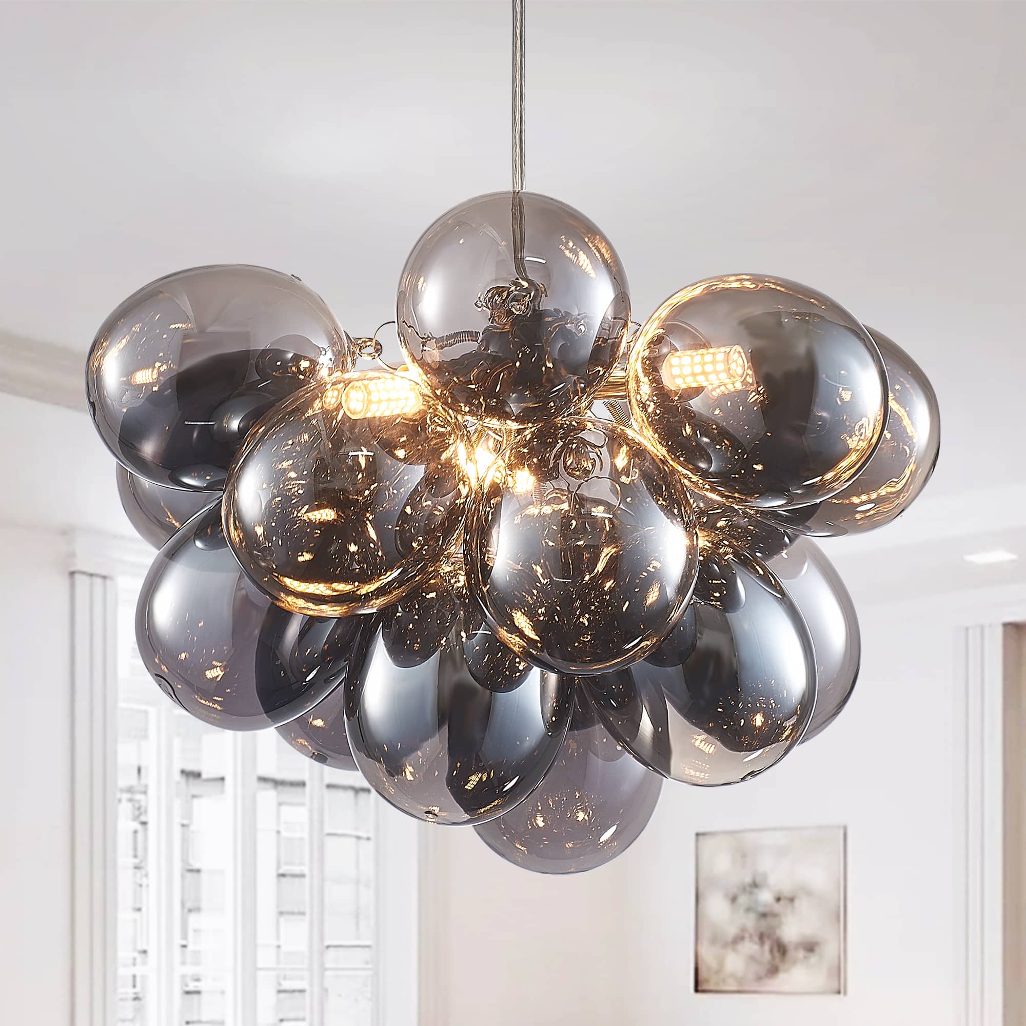 Bubbles Chandelier Electroplating Grey/Black Blown Glass Balls-T9