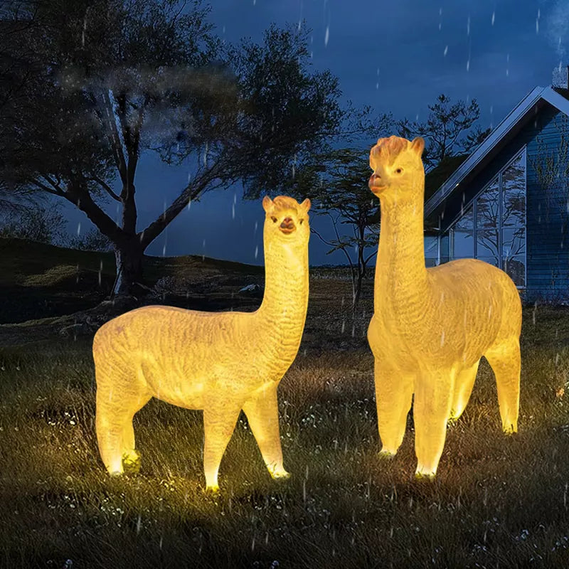 High Quality Outdoor LED Decorations Fiber Glass 3d Alpaca Luminous Motif Light
