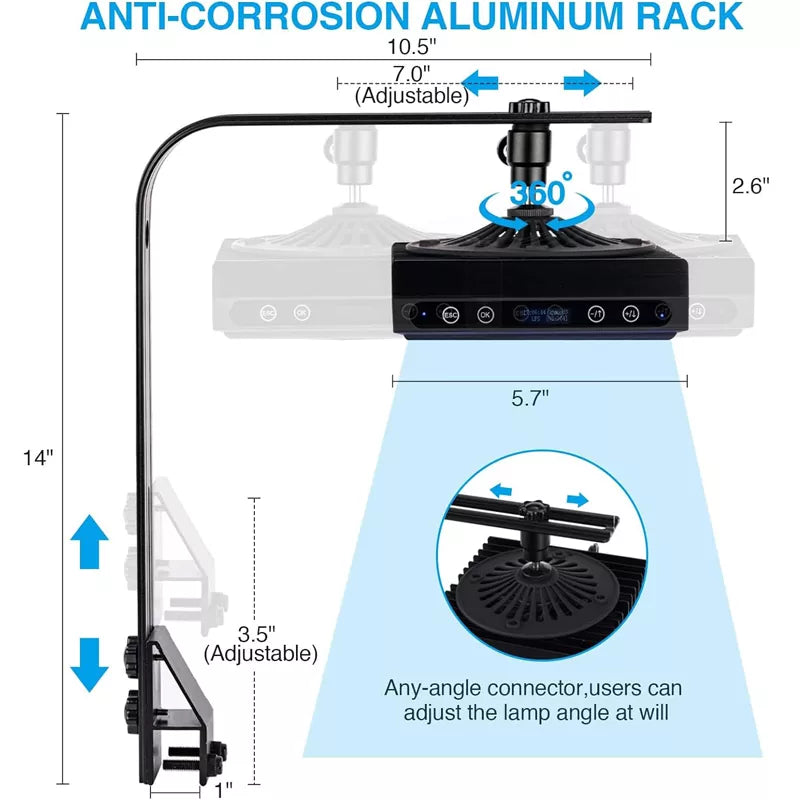 60 Watts Reef Light for Coral Sunrise Sunset Moonlight Fish Tank Light