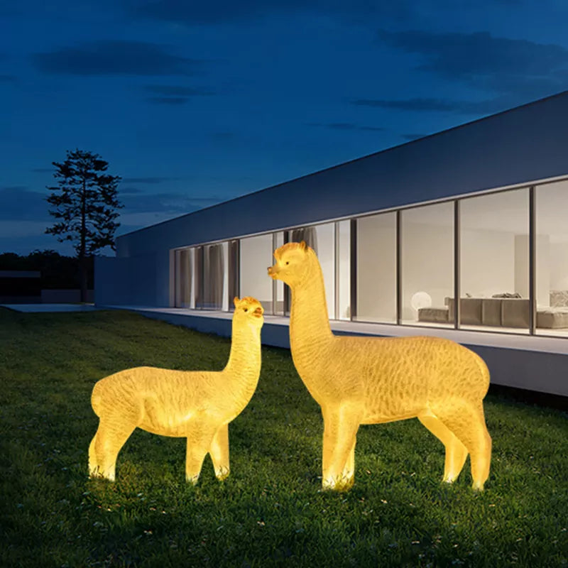 High Quality Outdoor LED Decorations Fiber Glass 3d Alpaca Luminous Motif Light