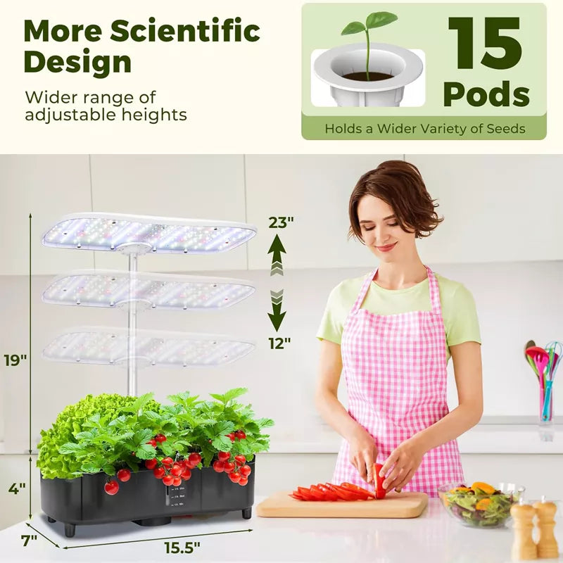 Smart Hydroponics LED 48W Indoor Garden Grow System Visible 5L Tank