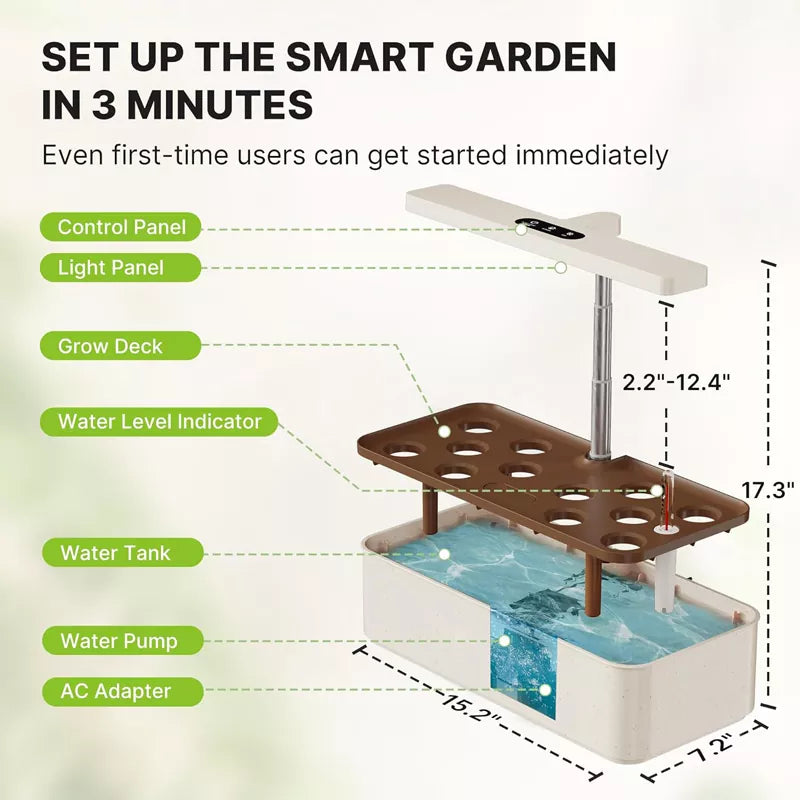 Hydroponics Growing System Kit 12 Pods 24W LED Grow Light Indoor Garden