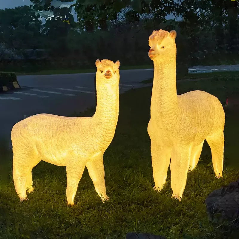 High Quality Outdoor LED Decorations Fiber Glass 3d Alpaca Luminous Motif Light