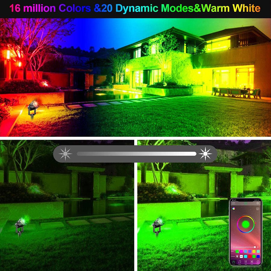 Outdoor LED Landscape Spotlight 12W RGB IP66 (12Pack) - ktvhomes