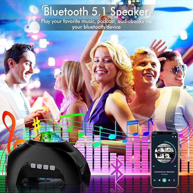 Star Galaxy Projector for Bedroom, Bluetooth Speaker and White Noise Aurora Projector - ktvhomes