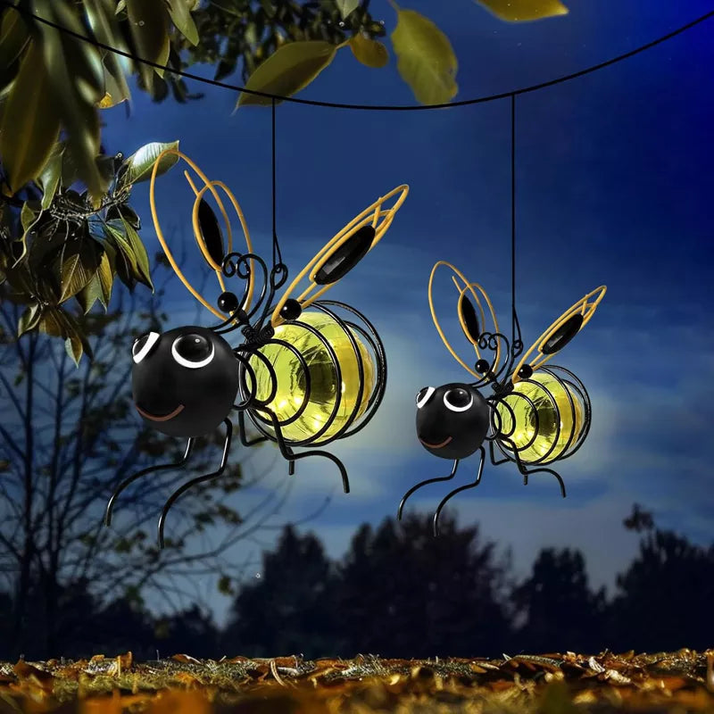 Hanging Bee Solar Garden Lights Decor for Outside （2 PCS）