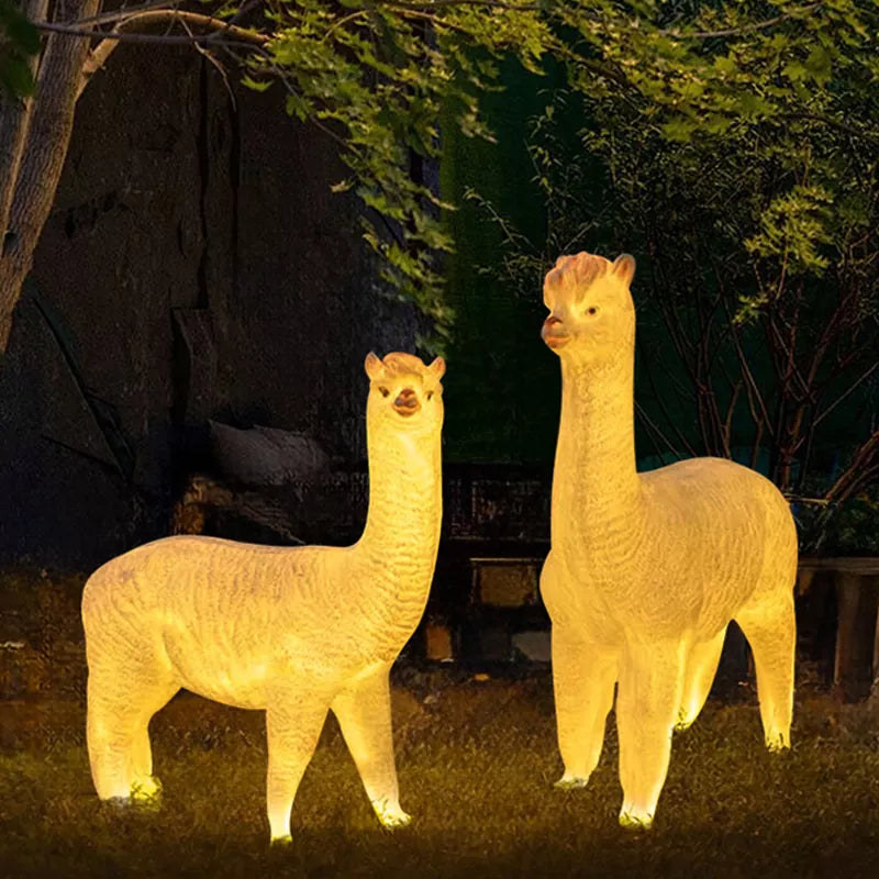 High Quality Outdoor LED Decorations Fiber Glass 3d Alpaca Luminous Motif Light