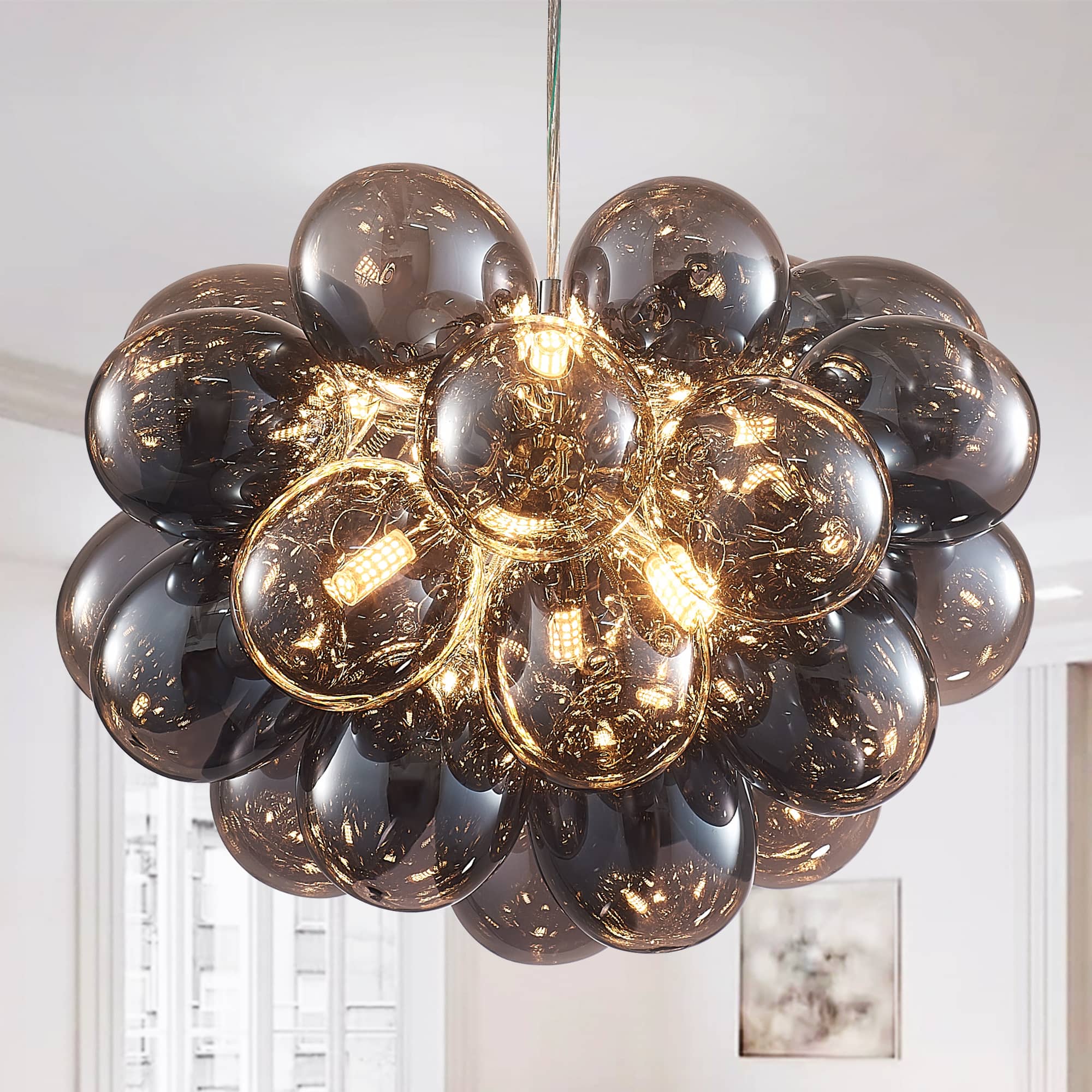 Bubbles Chandelier Electroplating Grey/Black Blown Glass Balls-T9