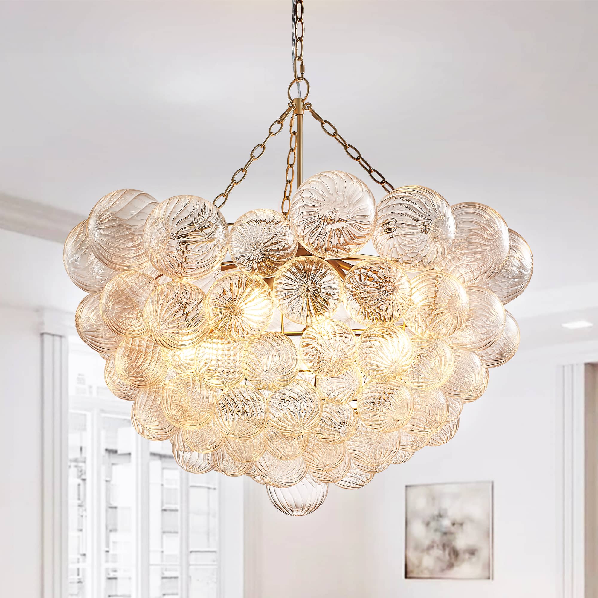 Modern Glass Bubble Chandelier Tower Lilia Style D32" X H24"-T3