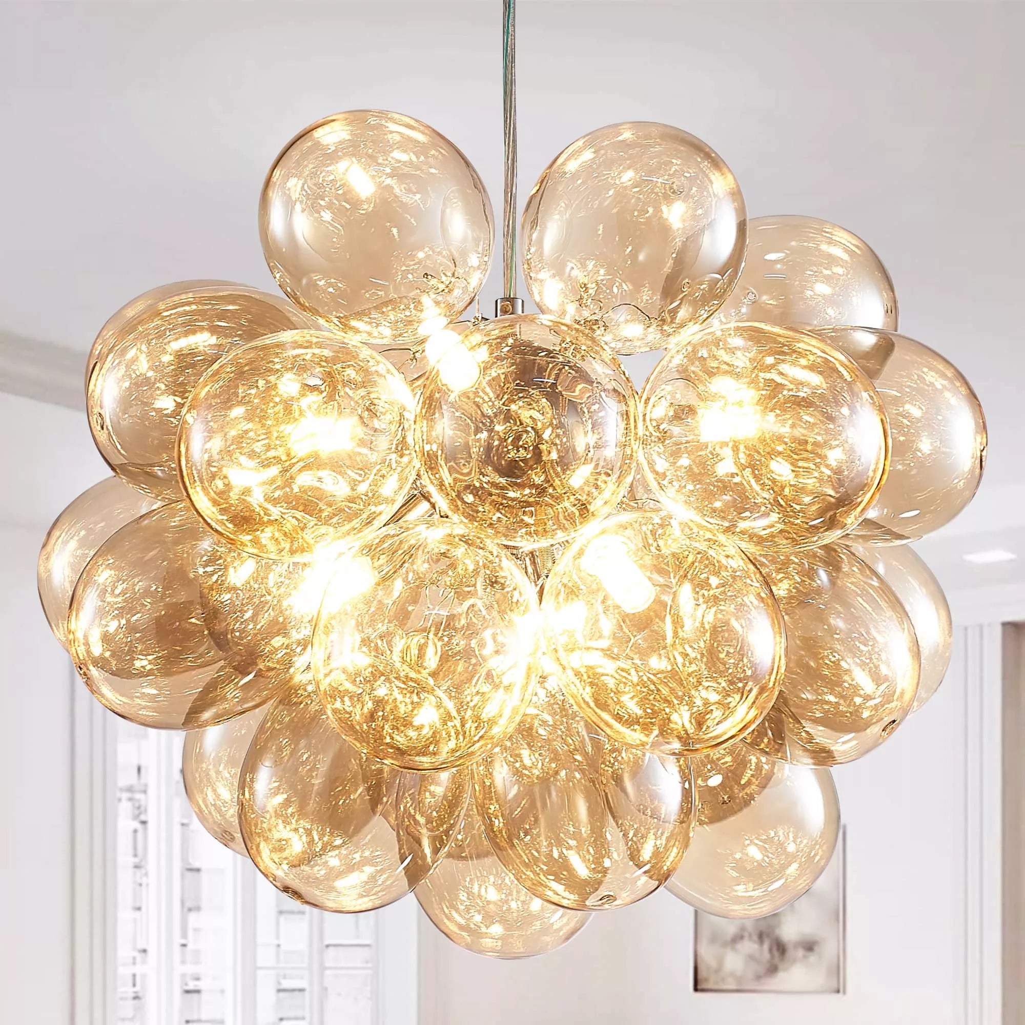 Bubbles Chandelier Dark Beige Blown Glass Balloon Light Brown-T8