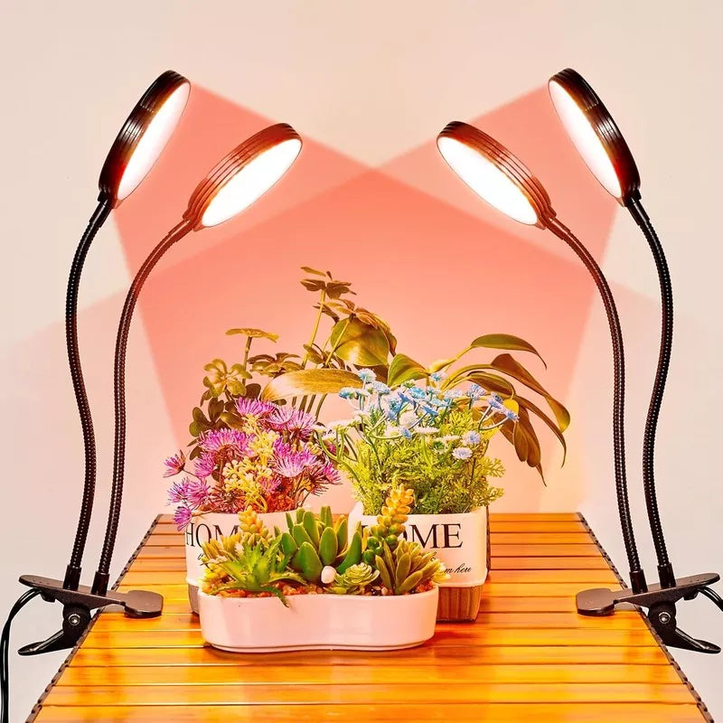 Full Spectrum 2-Head LED Grow Light with Gooseneck Clip 2 Colors 2 Packs