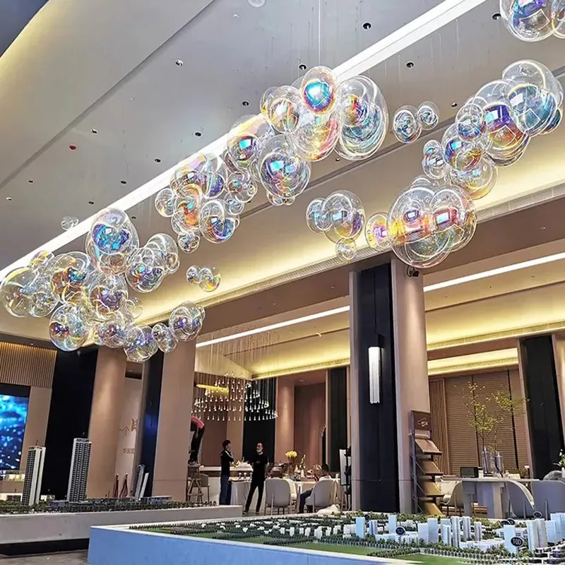 Modern Art Large Colorful Acrylic Bubbles Chandelier Hotel Lobby Wedding Hall