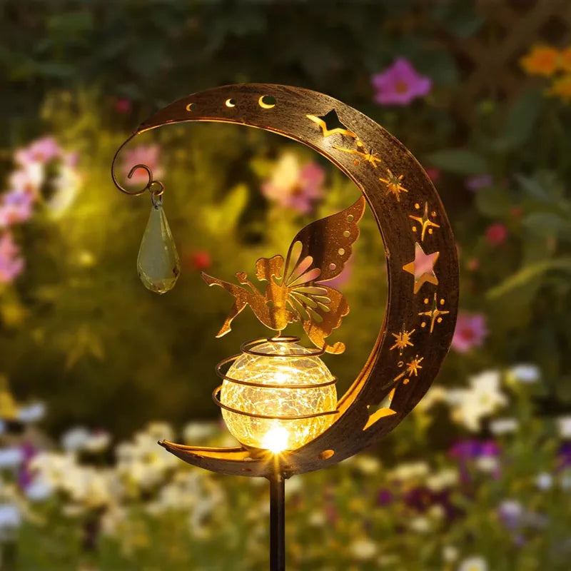 Fairy Moon Figurine Light Stake Solar Garden Statue