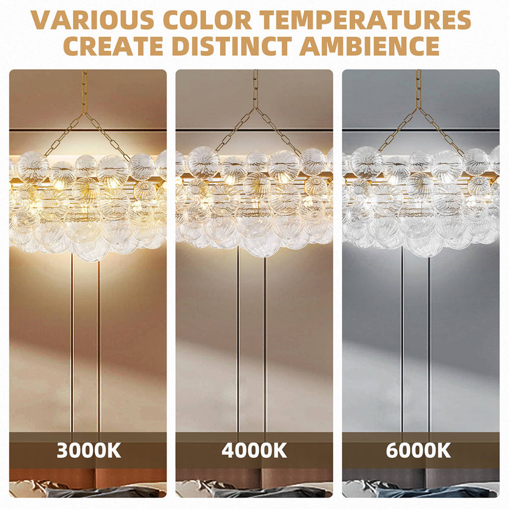 Bubbles Chandelier Talia Style Ribbed Clear Globes Rectangular Shape-T6