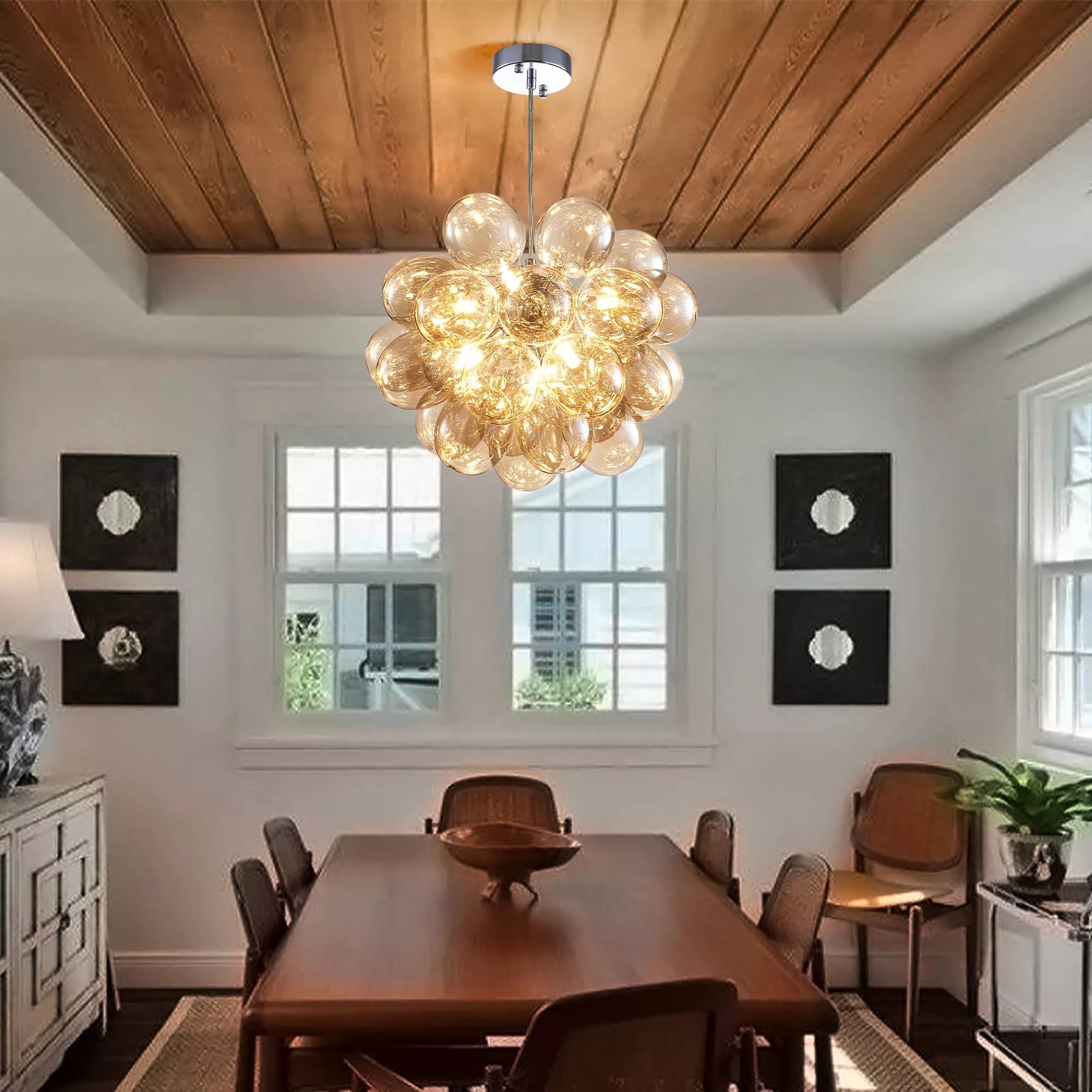 Bubbles Chandelier Dark Beige Blown Glass Balloon Light Brown-T8