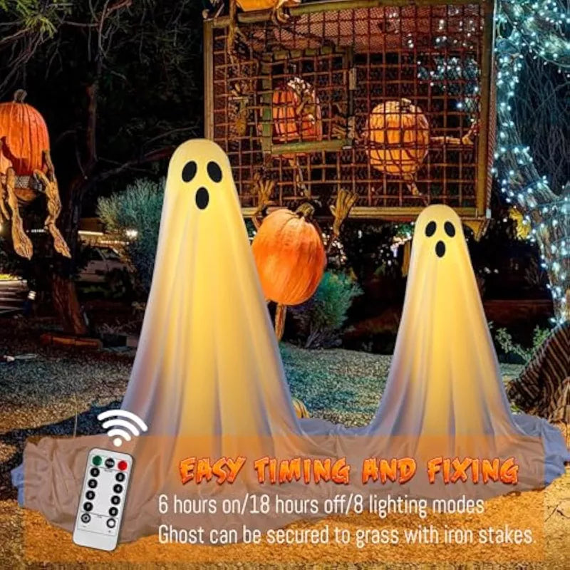 Spooky Ghost Decor with Remote Control String Lights 2Packs