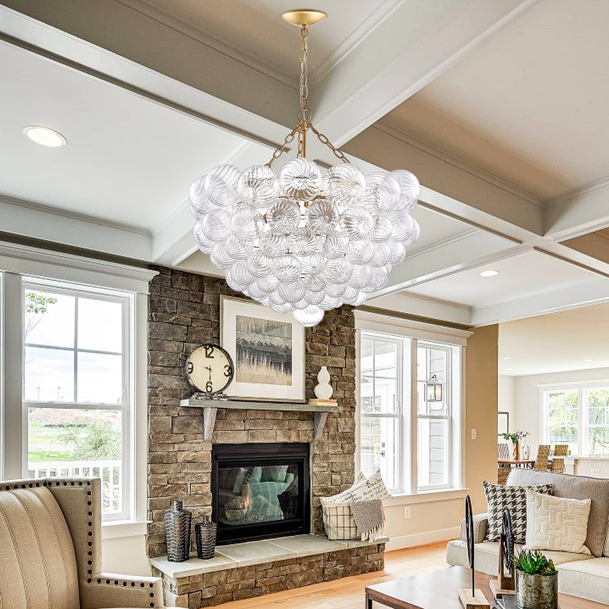 Modern Glass Bubble Chandelier Tower Lilia Style D32" X H24"-T3