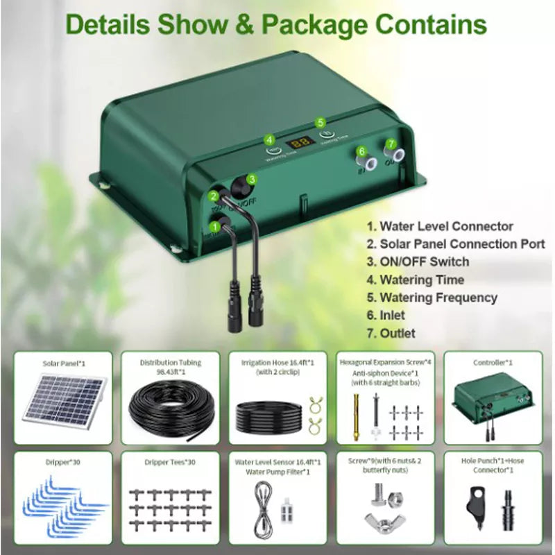 Solar Drip Irrigation System 18V 10W Automatic Watering Kit