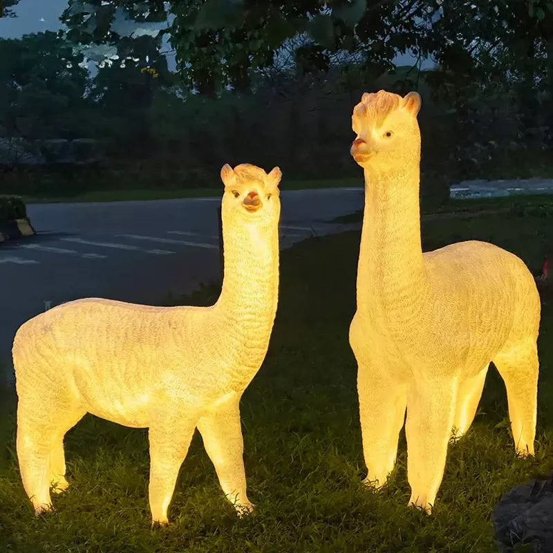 High Quality Outdoor LED Decorations Fiber Glass 3d Alpaca Luminous Motif Light