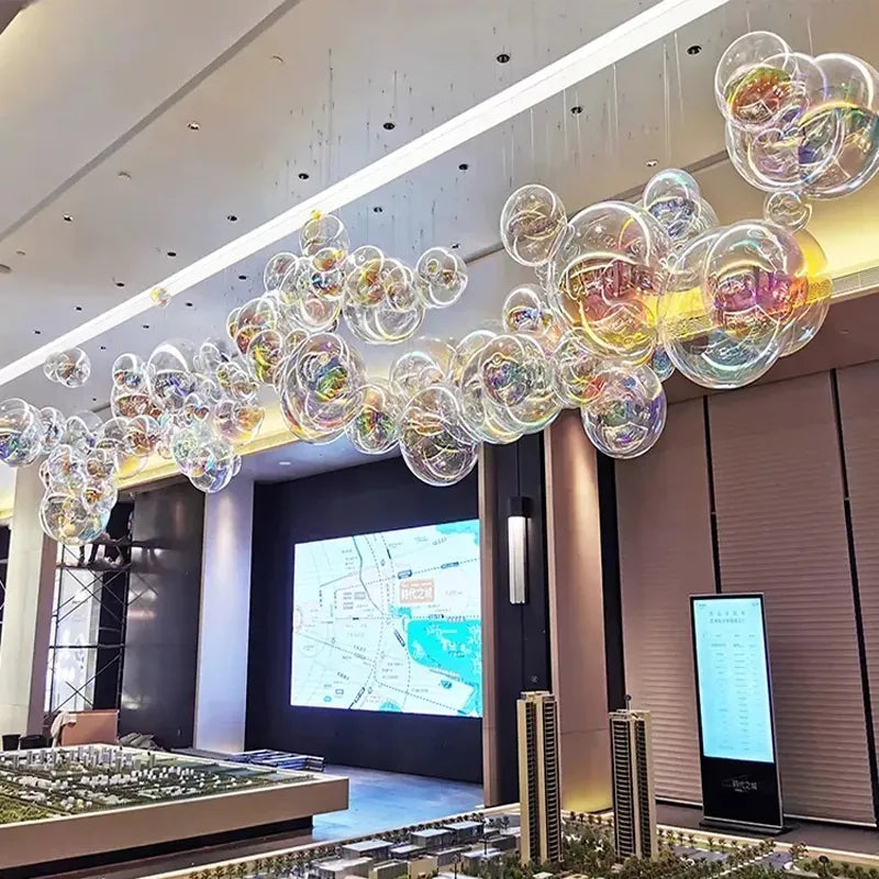 Modern Art Large Colorful Acrylic Bubbles Chandelier Hotel Lobby Wedding Hall