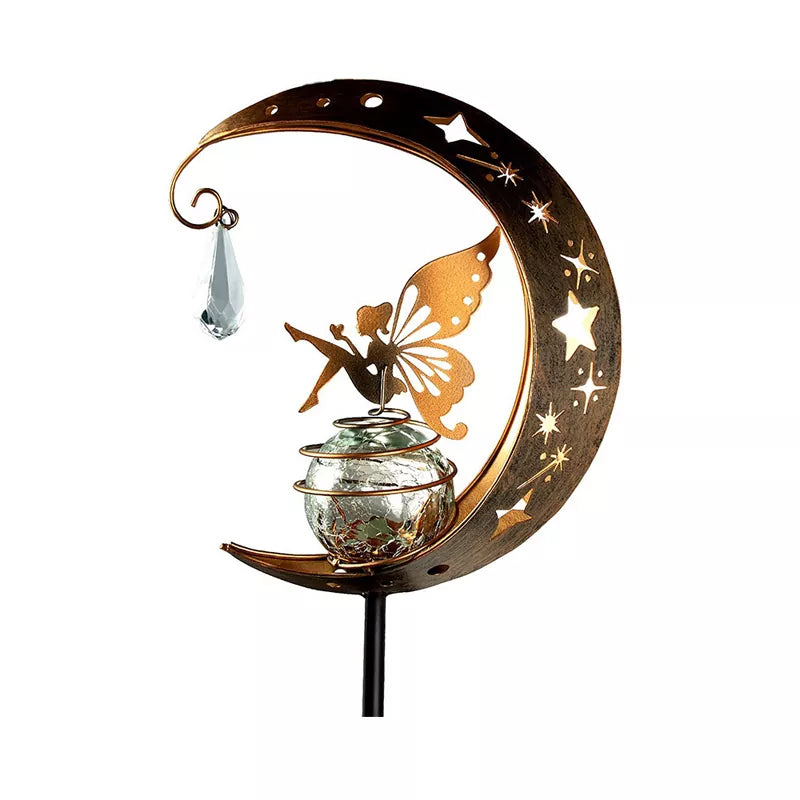 Fairy Moon Figurine Light Stake Solar Garden Statue