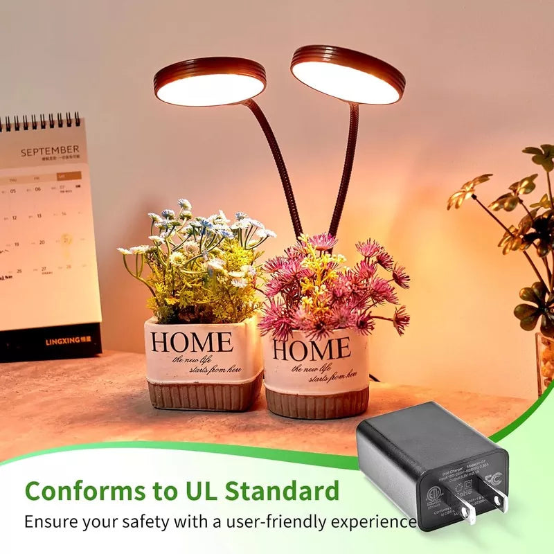 Full Spectrum 2-Head LED Grow Light with Gooseneck Clip 2 Colors 2 Packs